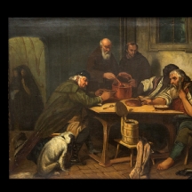 'גברים סביב השולחן' - ציור אירופאי עתיק