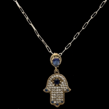 שרשרת ותליון עשויים כסף התליון בצורת חמסה