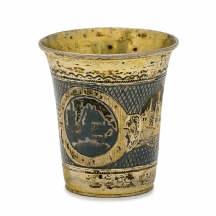 כוס כסף רוסית עתיקה ואיכותית מצופה זהב
