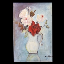 'פרחים בכד לבן' - ציור ישן