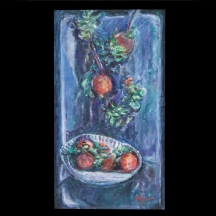 'טבע דומם עם רימונים', שמן על בד