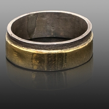 טבעת כסף משולבת זהב צהוב