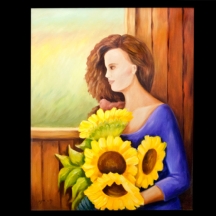 'נערה עם פרחים צהובים' - נורית גרנות