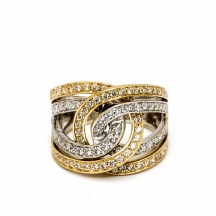 טבעת עשויה זהב צהוב ולבן 14 קארט