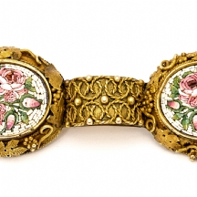 סיכה איטלקית עתיקה שני מדליוני 'מיקרומוזאיקה'