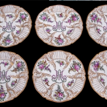 סט של 6 צלחות פורצלן צרפתיות עתיקות (X6)