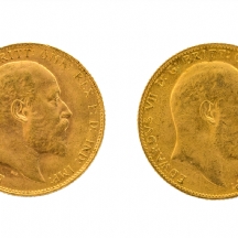 לוט של שתי מטבעות זהב אנגלים