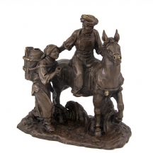 פסל ברונזה בדמות סוחרים וסוס