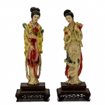 זוג פסלי שנהב סינים איכותיים