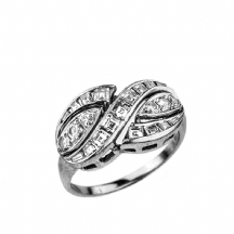טבעת רטרו עשויה פלטינה משובצת יהלומים