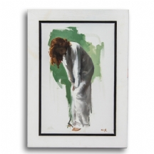 מישה רפפורט - 'אישה בלבן על רקע ירוק'