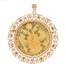 תליון זהב משובץ מטבע זהב הונגרי