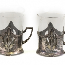 זוג מחזיקי כוסות תה גרמנים עתיקים מתוצרת: 'WMF'
