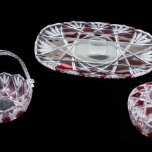 סט של מגש ושני כלי הגשה מזכוכית (X3)