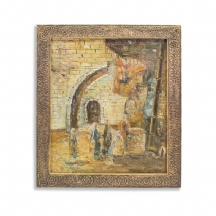 'רוכלים בסמטה', שמן על בד