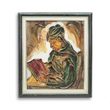 'קורא ספר', שמן על בד