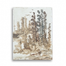 'ציפורים מעל חורש' - ציור ישן