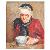 Kurt Peiser (בלגי, 1887-1962) - 'אישה זקנה וקערת מרק לבנה'
