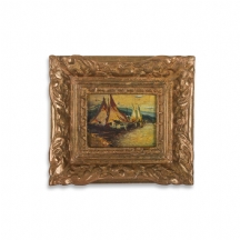 'סירות בים' - ציור מיניאטורי עתיק