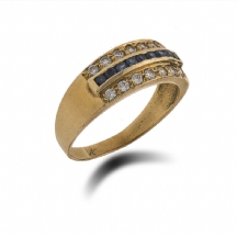 טבעת זהב משובצת אבני חן