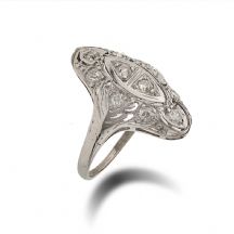 טבעת עתיקה פלטינה, זהב ויהלומים
