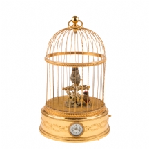שעון- תיבת נגינה שוויצרי בדגם כלוב ציפורים