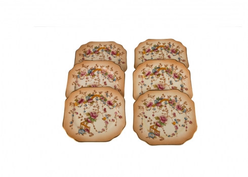 סט של שש צלחות אישיות לעוגה