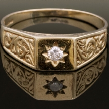 טבעת זהב משובצת יהלום   (2861)
