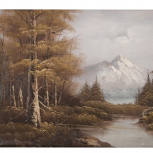 'נוף של יער והר מושלג' - ציור אירופאי ישן