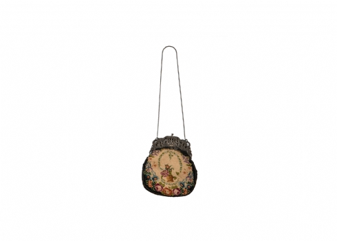 תיק ערב עתיק עשוי רקמה 'petit pois needlepoint' וכסף