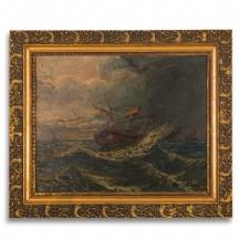 'סירה בלב ים' - ציור ישן