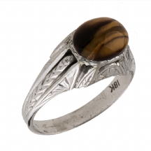 טבעת זהב משובצת אבן Tiger eye