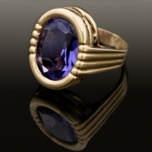 טבעת זהב משובצת אמטיסט   (3816)