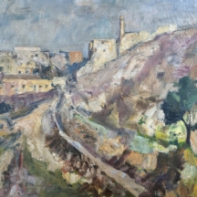 אדולף (אדי) אדלר (1917-1996) - 'נוף ירושלים', ציור ישן, שמן על בד, חתום.