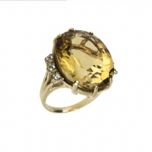 טבעת זהב עם אבן סיטרין ויהלומים