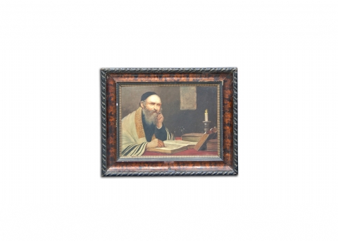 Johann Adalbert Heine (גרמניה, בקירוב 1850-1900) - 'רבי לומד תורה' - ציור עתיק