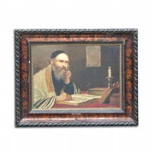 Johann Adalbert Heine (גרמניה, בקירוב 1850-1900) - 'רבי לומד תורה' - ציור עתיק