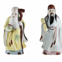 שני פסלי פורצלן בדמות דמויות סיניות (X2)