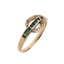 טבעת יהלומים ואבני טורמלין ירוקות
