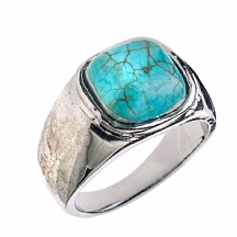 טבעת עשויה כסף נמוך משובצת אבן טורקיז