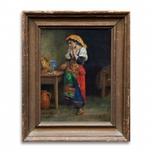 נערה צועניה' - ציור אירופאי עתיק מהמאה ה-19