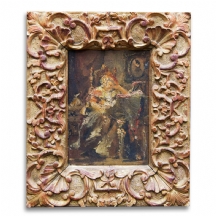 'אישה נשענת על שולחן' - ציור אירופאי עתיק, מהמאה ה-19