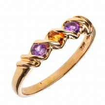 טבעת זהב משובצת אבני אמטיסט וסיטרין
