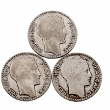 לוט של 3 מטבעות כסף צרפתים