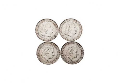 לוט של 4 מטבעות כסף הולנדים