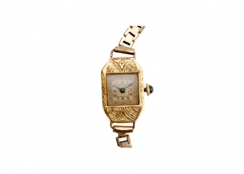 שעון זהב ארט דקו  (רצועה מוזהבת)