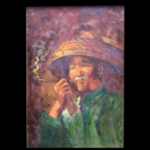 ציור ישן - 'סיני מעשן מקטרת'