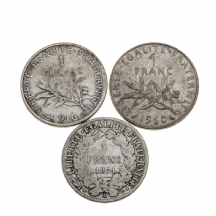 לוט של 3 מטבעות כסף צרפתים