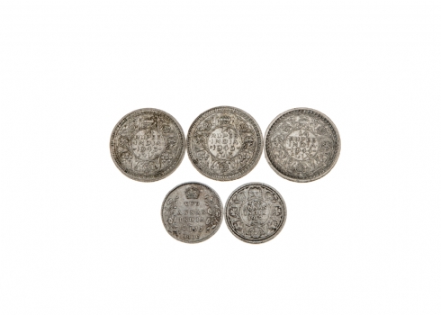 לוט של 5 מטבעות כסף הודים