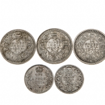 לוט של 5 מטבעות כסף הודים